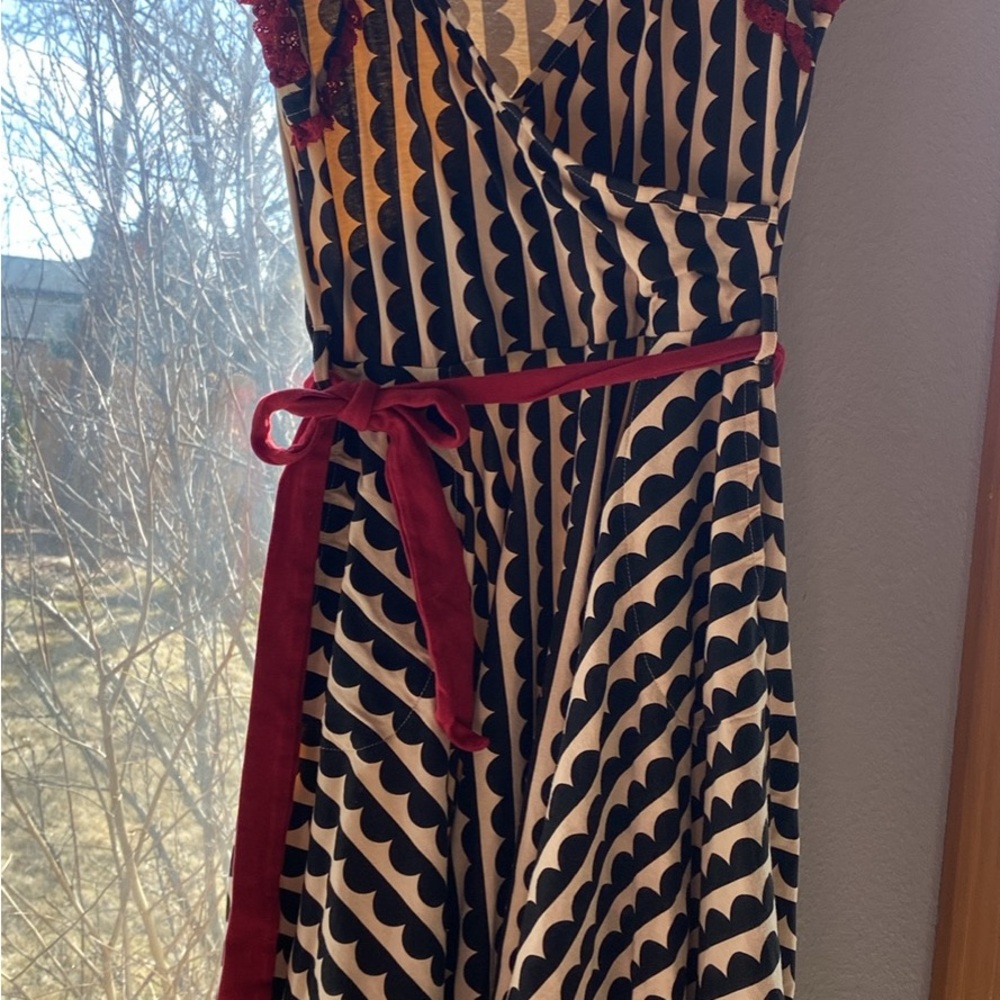 Effie's Heart Black and White Wrap Dress with Flutter Sleeves